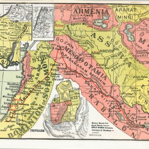 Western Asia Showing Syria, Palestine, Armenia, Assyria, and Regions of Nineveh, Babylon, Ancient Jerusalem, and Map of the Exodus