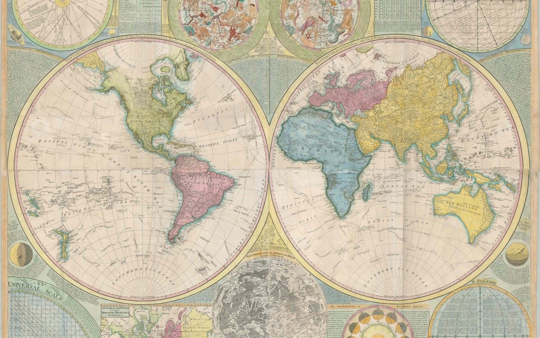 A General Map of the World or Terraqueous Globe with All the New Discoveries and Marginal Delineations, Containing the Most Interesting Particulars in the Solar, Starry, and Mundane System