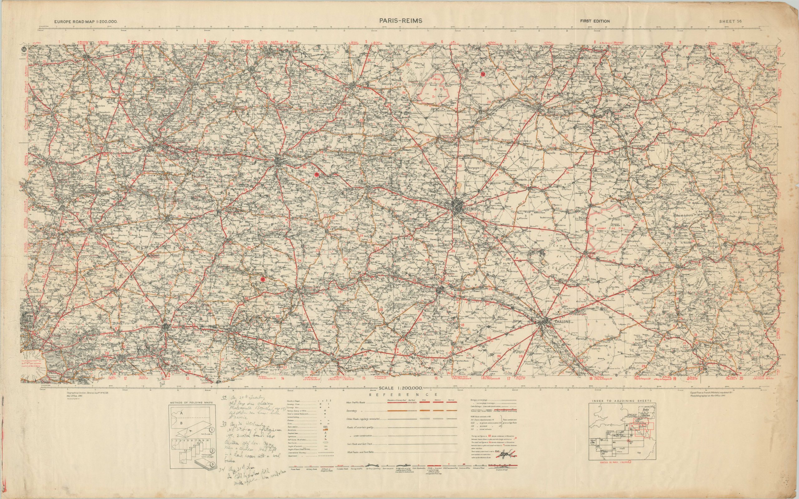 DRAFT - Hand Written Accounts of WWII travels on a set of 1940s European Road Maps