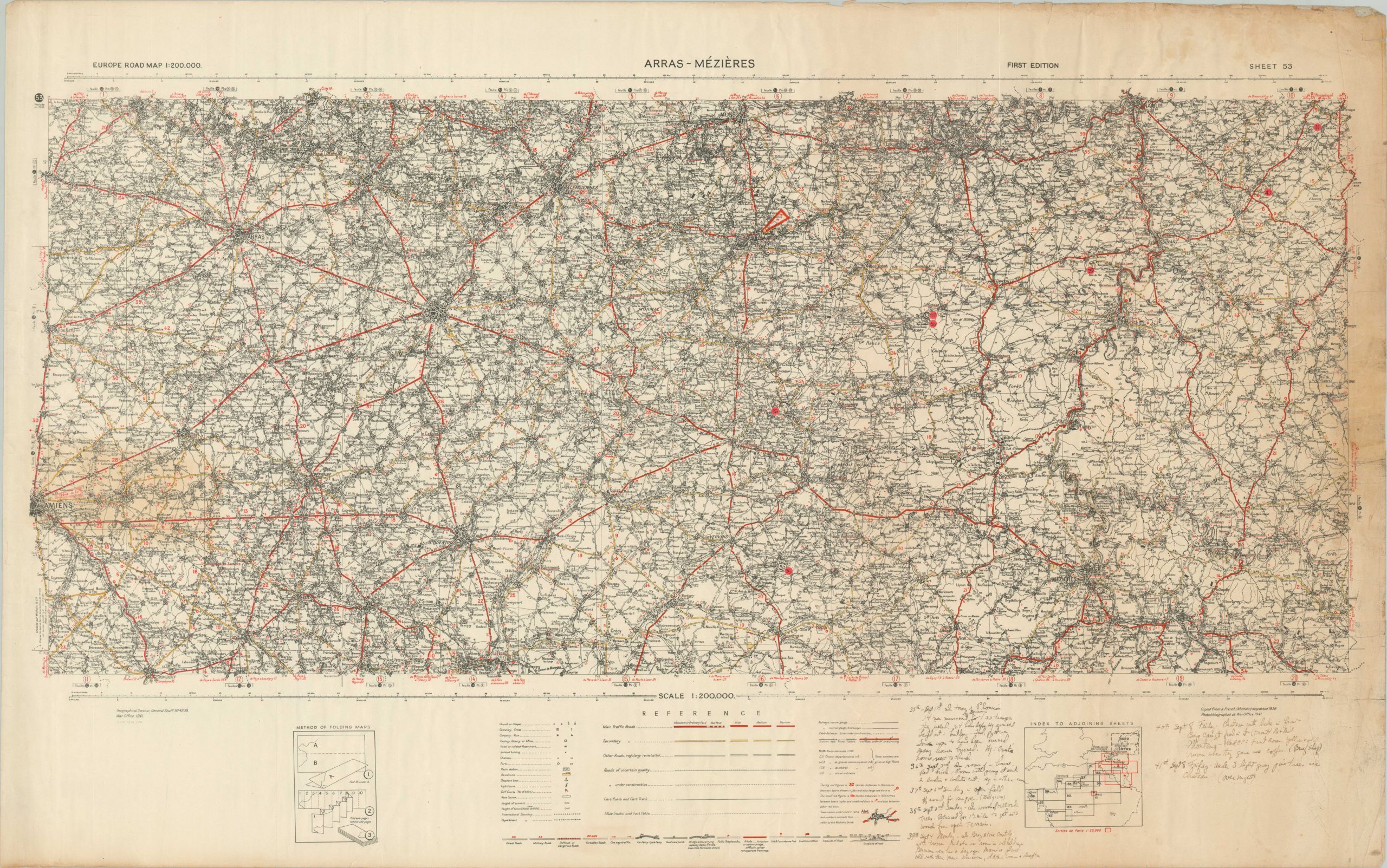 DRAFT - Hand Written Accounts of WWII travels on a set of 1940s European Road Maps