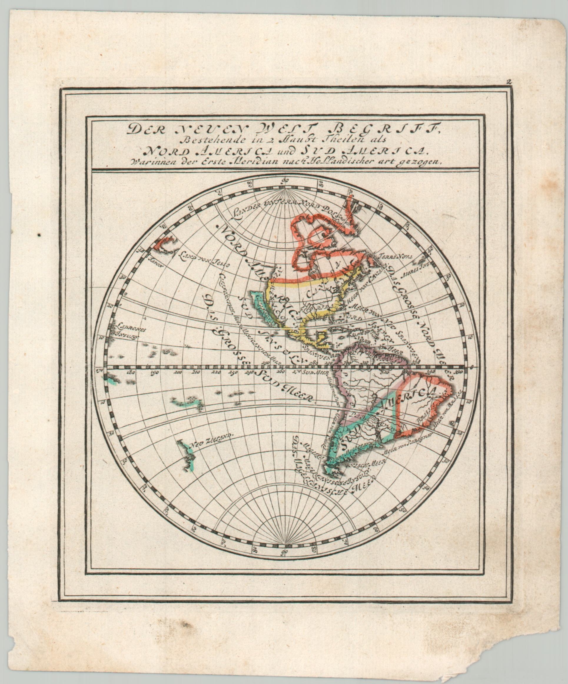 Der Neuen Welt Begriff Bestehende in 2 Haupt Theilen als Nord America und Sud America
