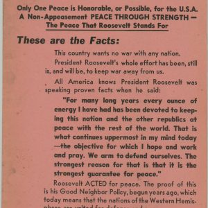 Vote For America's Great Peace Leader Franklin D. Roosevelt