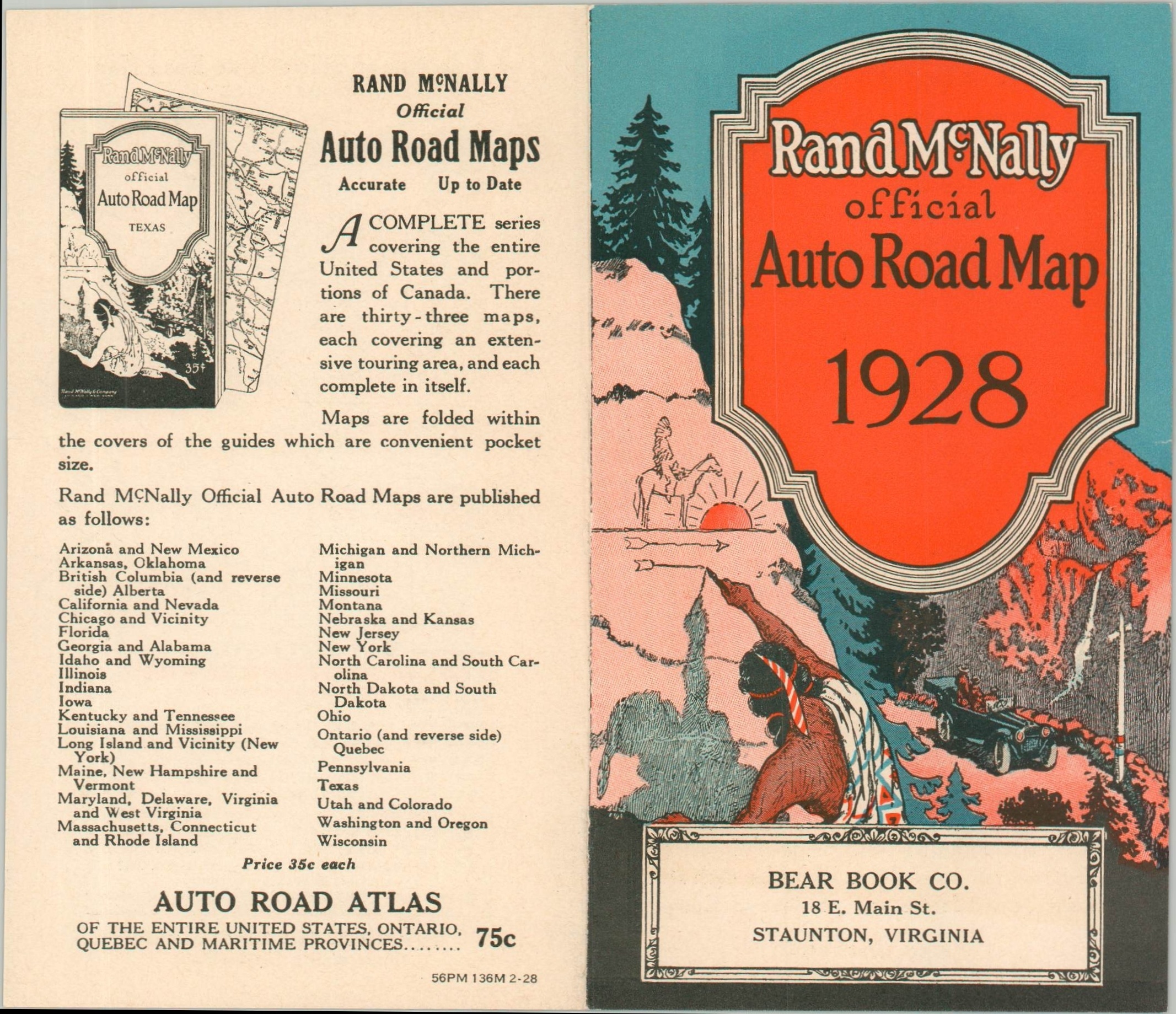 Rand McNally Official Auto Road Map 1928 Catalog