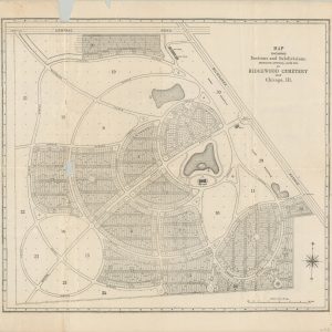 Map Showing Sections and Subdivisions, Driveways, Artificial Lakes, etc. of Ridgewood Cemetery