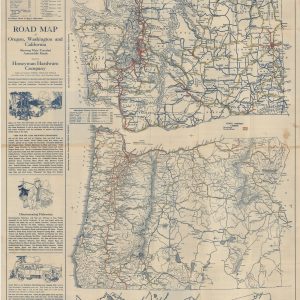 Road Map of Oregon, Washington and California Showing Main Traveled Automobile Routes