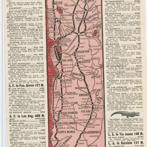 Pulvers Official Highway Map Canada to Mexico with list of Hotels Garages Cafes