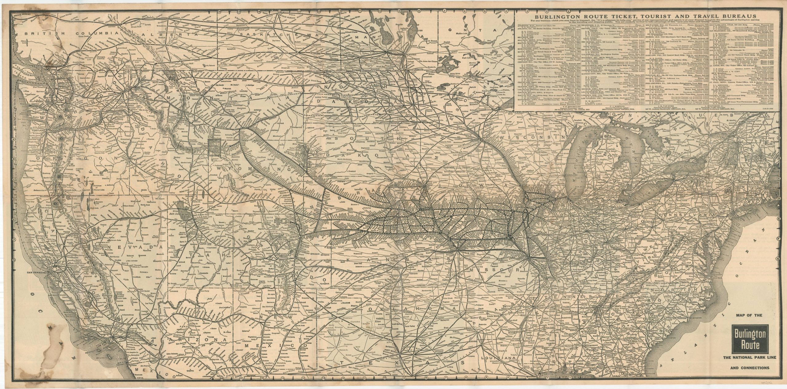 Map of the Burlington Route The National Park Line and Connections