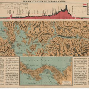 Bird's-Eye View of the Panama Canal and Map of Panama