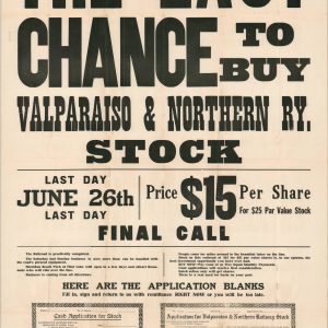 [Valparaiso & Northern Railway Stock Broadsheet]