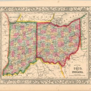 County Map of Ohio, and Indiana.