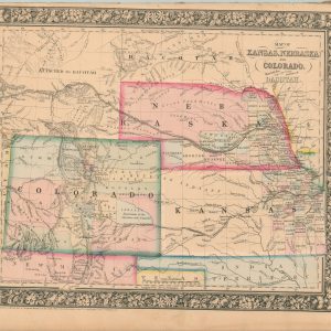 Map of Kansas, Nebraska, and Colorado, Showing the southern portion of Dakota