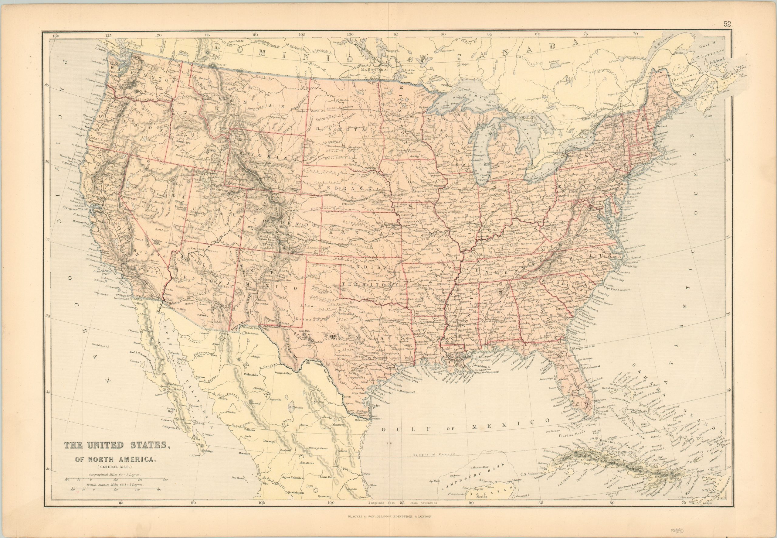 The United States of North America (General Map) - Curtis Wright Maps